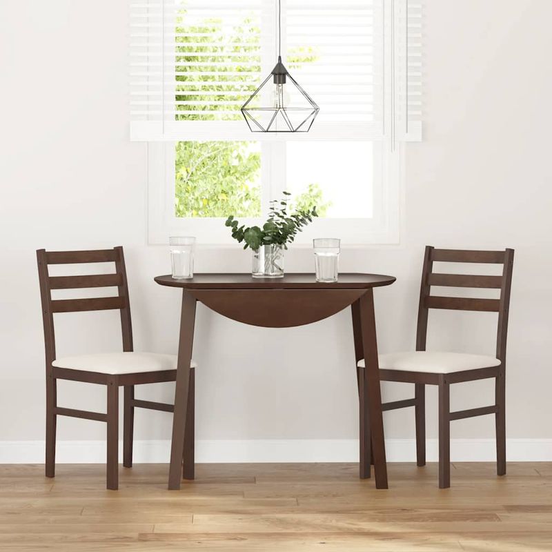 Casa si Gradina - Mobilier - Scaune si fotolii - Scaune - Scaune sufragerie cu perne 2 buc. cauciuc din lemn masiv maro - Infinity.ro