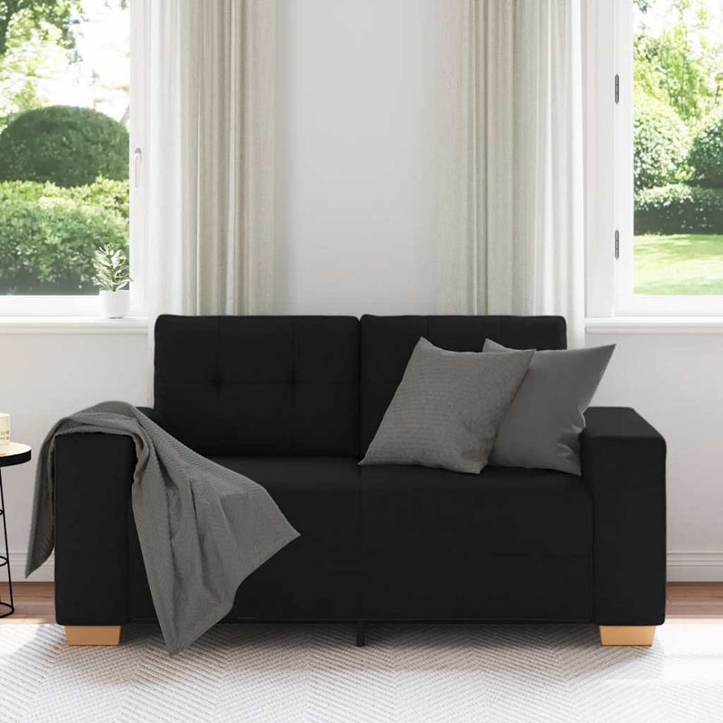 Casa si Gradina - Mobilier - Canapele si coltare - Canapele - Canapea Loveseat Negru 120 cm Stofa - Infinity.ro