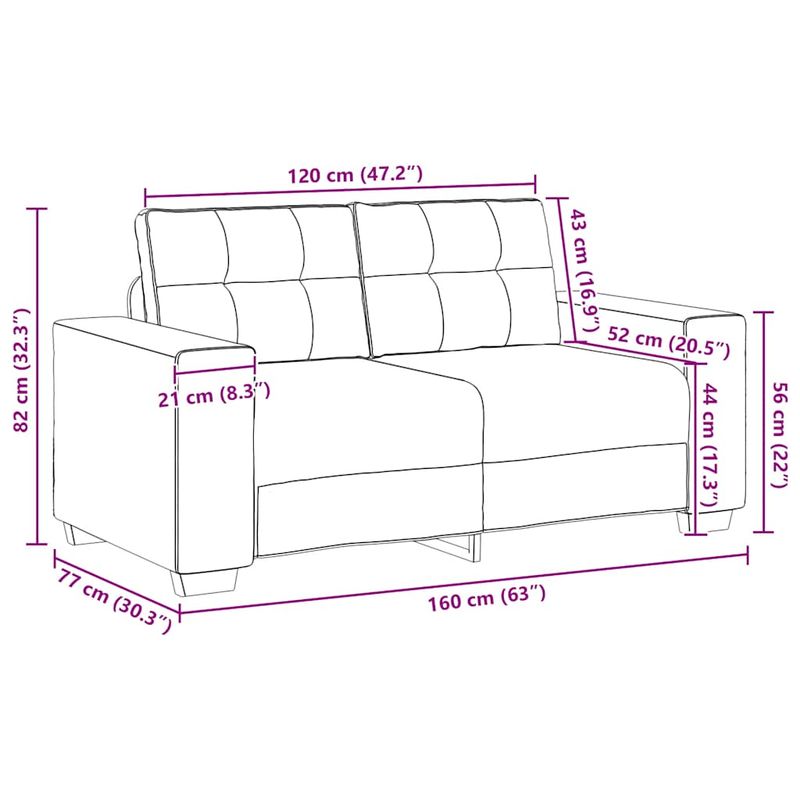 Casa si Gradina - Mobilier - Canapele si coltare - Canapele - Canapea Loveseat Negru 120 cm Stofa - Infinity.ro