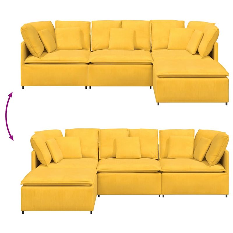 Casa si Gradina - Mobilier - Canapele si coltare - Canapele - Canapea modulara cu taburet si perne, galben deschis - Infinity.ro