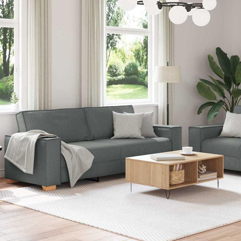 Casa si Gradina - Mobilier - Seturi de mobilier - Seturi living - Set de canapele cu perne, 2 piese, gri inchis, textil - Infinity.ro