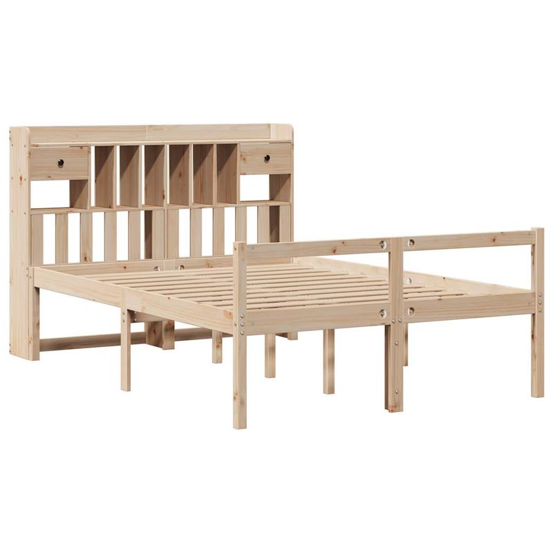 Casa si Gradina - Mobilier - Paturi si accesorii - Paturi - Pat cu biblioteca fara saltea, 140x200 cm, lemn masiv de pin - Infinity.ro