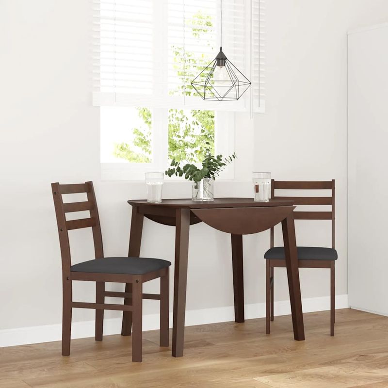 Casa si Gradina - Mobilier - Scaune si fotolii - Scaune - Scaune sufragerie cu perne 2 buc. cauciuc din lemn masiv maro - Infinity.ro