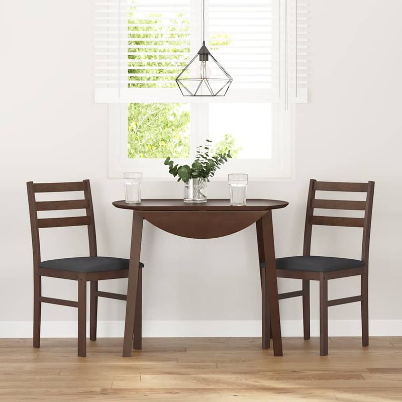 Casa si Gradina - Mobilier - Scaune si fotolii - Scaune - Scaune sufragerie cu perne 2 buc. cauciuc din lemn masiv maro - Infinity.ro