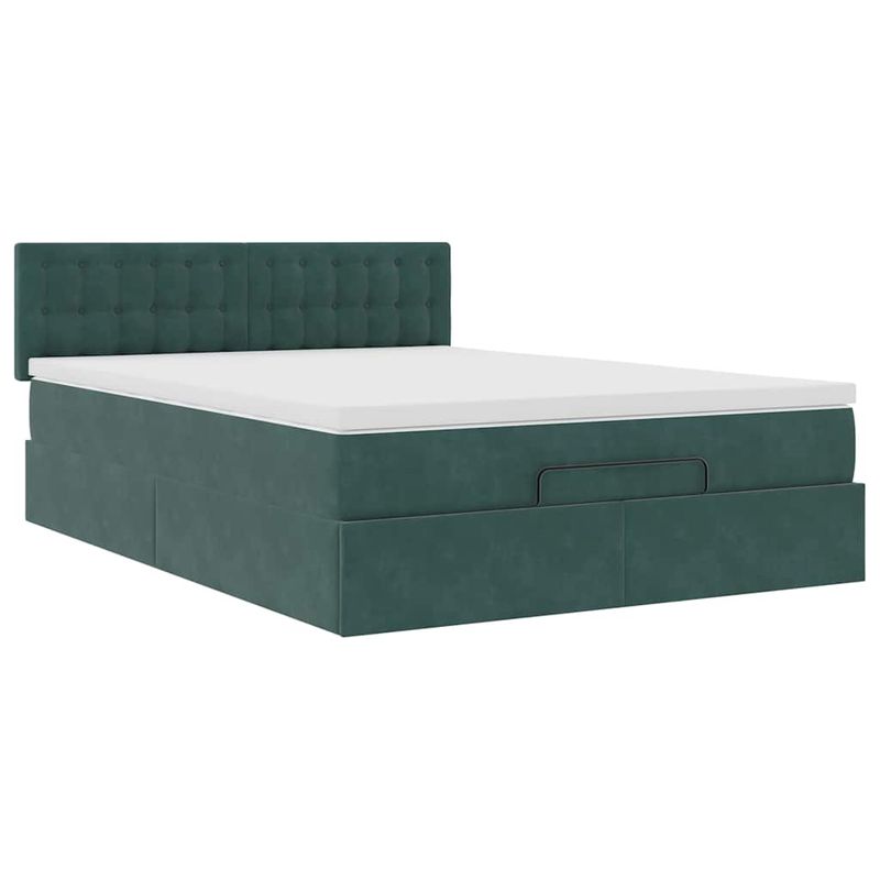 Casa si Gradina - Mobilier - Paturi si accesorii - Paturi - Cadru de pat otoman cu saltea verde inchis 140x190cm catifea - Infinity.ro