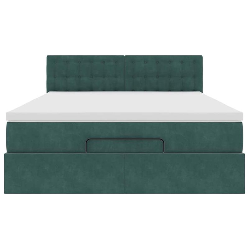 Casa si Gradina - Mobilier - Paturi si accesorii - Paturi - Cadru de pat otoman cu saltea verde inchis 140x190cm catifea - Infinity.ro