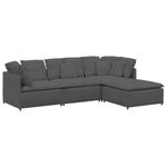 Casa si Gradina - Mobilier - Canapele si coltare - Canapele - Canapea modulara cu taburet si perne tesatura velur gri inchis - Infinity.ro