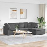 Casa si Gradina - Mobilier - Canapele si coltare - Canapele - Canapea modulara cu taburet si perne tesatura velur gri inchis - Infinity.ro