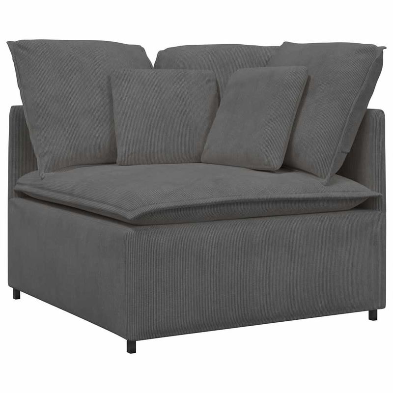 Casa si Gradina - Mobilier - Canapele si coltare - Canapele - Canapea modulara cu taburet si perne tesatura velur gri inchis - Infinity.ro