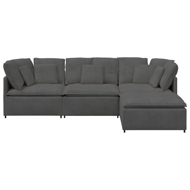 Casa si Gradina - Mobilier - Canapele si coltare - Canapele - Canapea modulara cu taburet si perne tesatura velur gri inchis - Infinity.ro