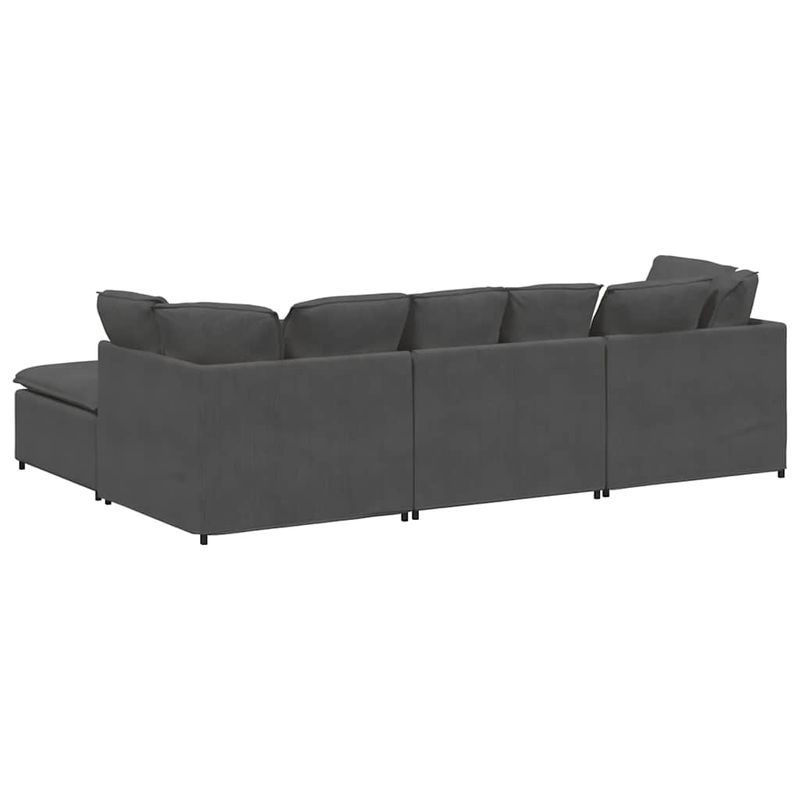 Casa si Gradina - Mobilier - Canapele si coltare - Canapele - Canapea modulara cu taburet si perne tesatura velur gri inchis - Infinity.ro