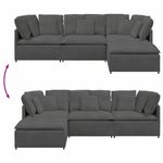 Casa si Gradina - Mobilier - Canapele si coltare - Canapele - Canapea modulara cu taburet si perne tesatura velur gri inchis - Infinity.ro