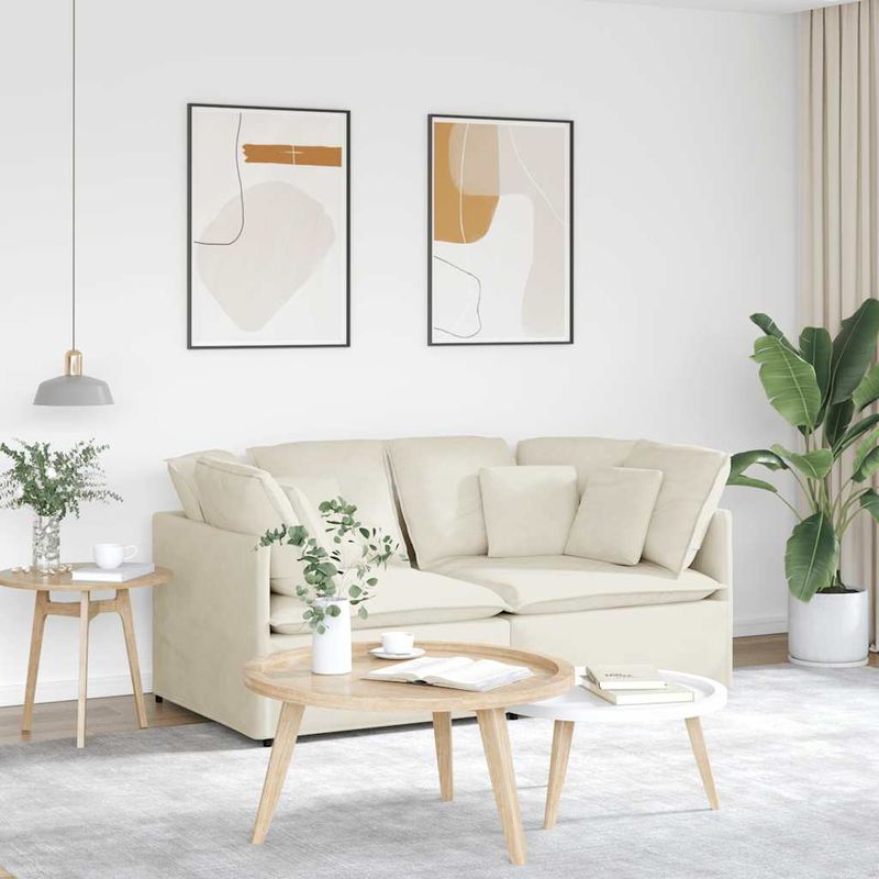 Casa si Gradina - Mobilier - Canapele si coltare - Canapele - Canapea modulara cu perne, crem, catifea - Infinity.ro