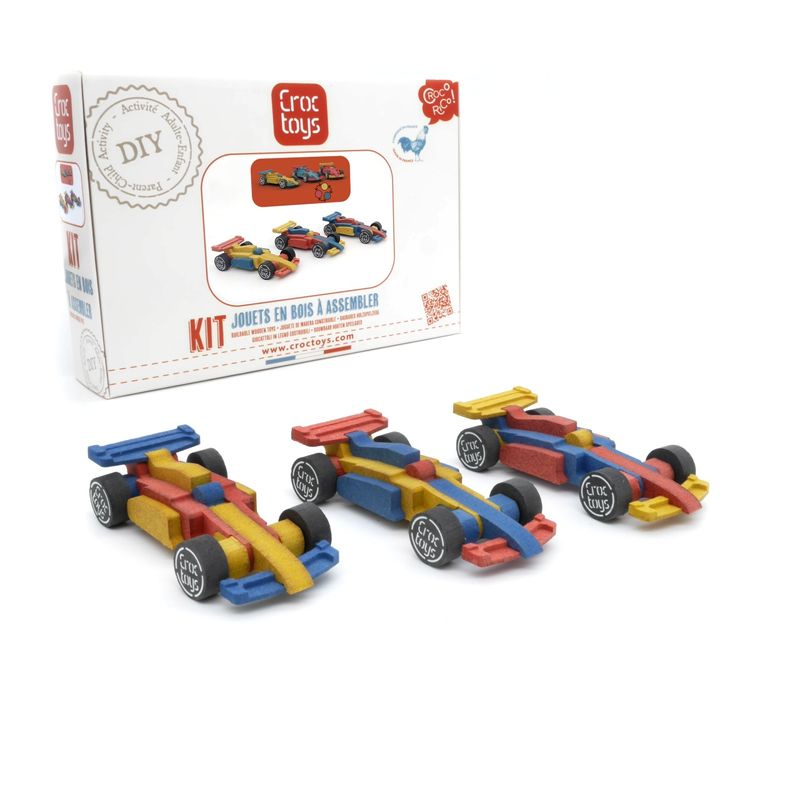 Jucarii, Copii si Bebe - Jucarii si jocuri - Seturi de constructie si cuburi - Seturi de constructie - Set de constructie 3 masini de curse, croc toys - Infinity.ro