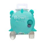 Jucarii, Copii si Bebe - Jucarii si jocuri - Jucarii de rol - Bucatarii copii - Castronel silicon cu capac si tacamuri, melii, model rechin - Infinity.ro