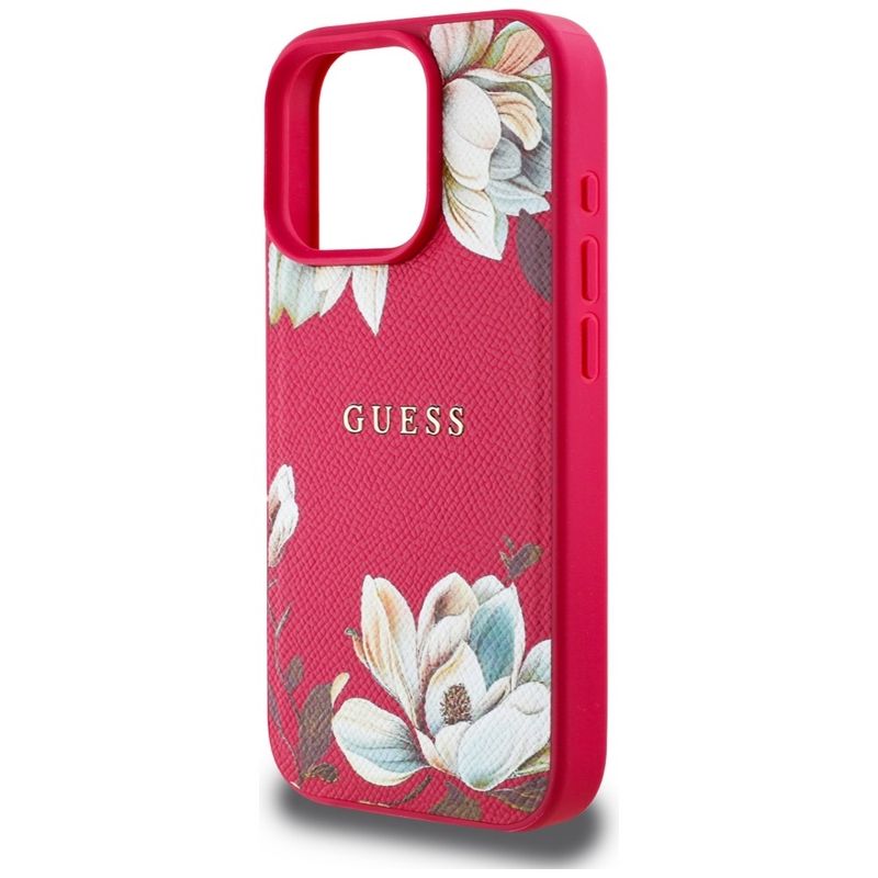 Laptop, Telefoane si Tablete - Telefoane mobile si accesorii - Accesorii Telefoane - Huse telefoane - Husa pentru iPhone 16 Pro Max - Guess Grained Flowers MagSafe (GUHMP16XPGNMPLMF) - Fucsia - Infinity.ro
