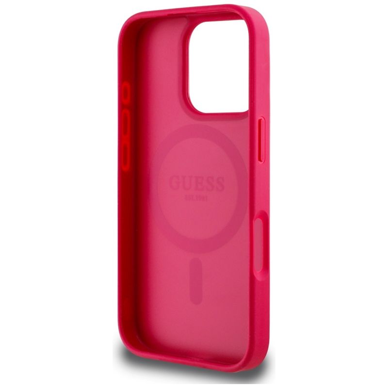 Laptop, Telefoane si Tablete - Telefoane mobile si accesorii - Accesorii Telefoane - Huse telefoane - Husa pentru iPhone 16 Pro Max - Guess Grained Flowers MagSafe (GUHMP16XPGNMPLMF) - Fucsia - Infinity.ro