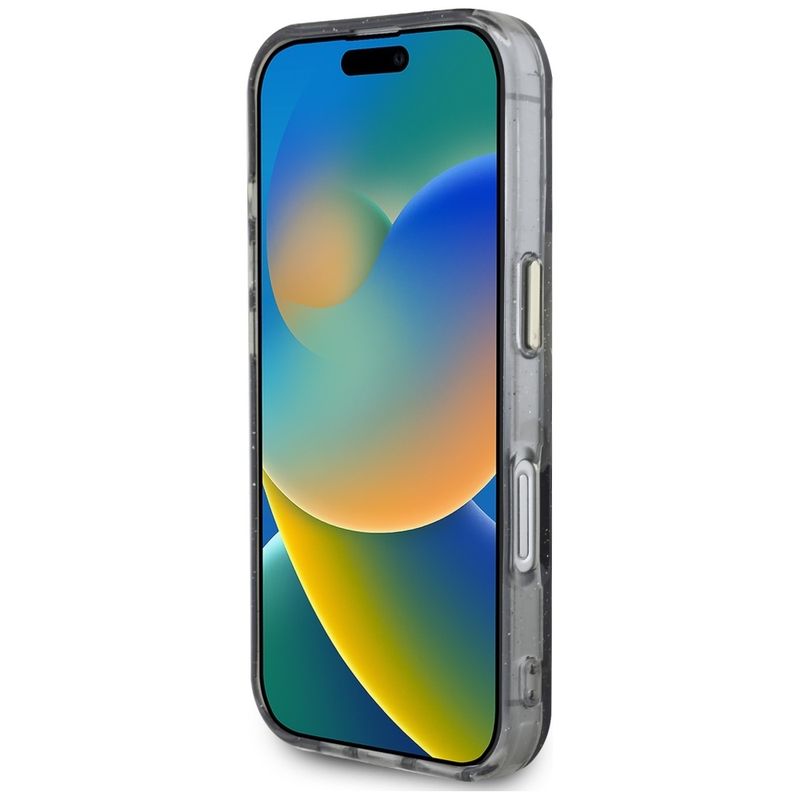 Laptop, Telefoane si Tablete - Telefoane mobile si accesorii - Accesorii Telefoane - Huse telefoane - Husa pentru iPhone 16 - Guess IML Metal Glitter Flowers Triangle MagSafe (GUHMP16SHFLPEDK) - Negru - Infinity.ro