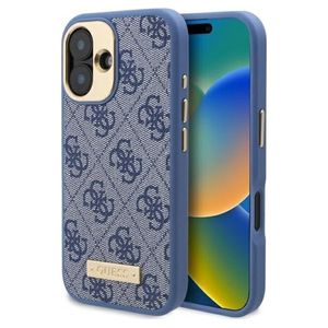 Husa pentru iPhone 16 Plus - Guess Hardcase 4G Logo Plate MagSafe (GUHMP16MU4GPRB) - Albastru