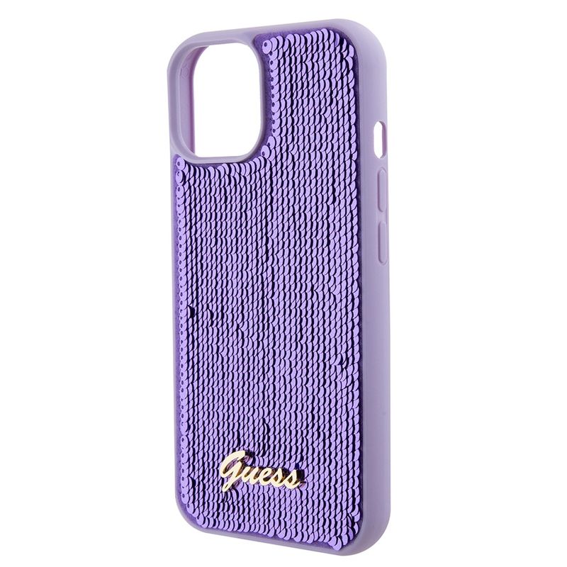 Laptop, Telefoane si Tablete - Telefoane mobile si accesorii - Accesorii Telefoane - Huse telefoane - Husa pentru iPhone 15 - Guess Sequin Script Metal (GUHCP15SPSFDGSU) - Mov - Infinity.ro