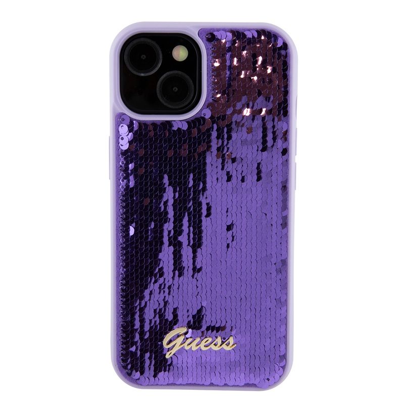 Laptop, Telefoane si Tablete - Telefoane mobile si accesorii - Accesorii Telefoane - Huse telefoane - Husa pentru iPhone 15 - Guess Sequin Script Metal (GUHCP15SPSFDGSU) - Mov - Infinity.ro
