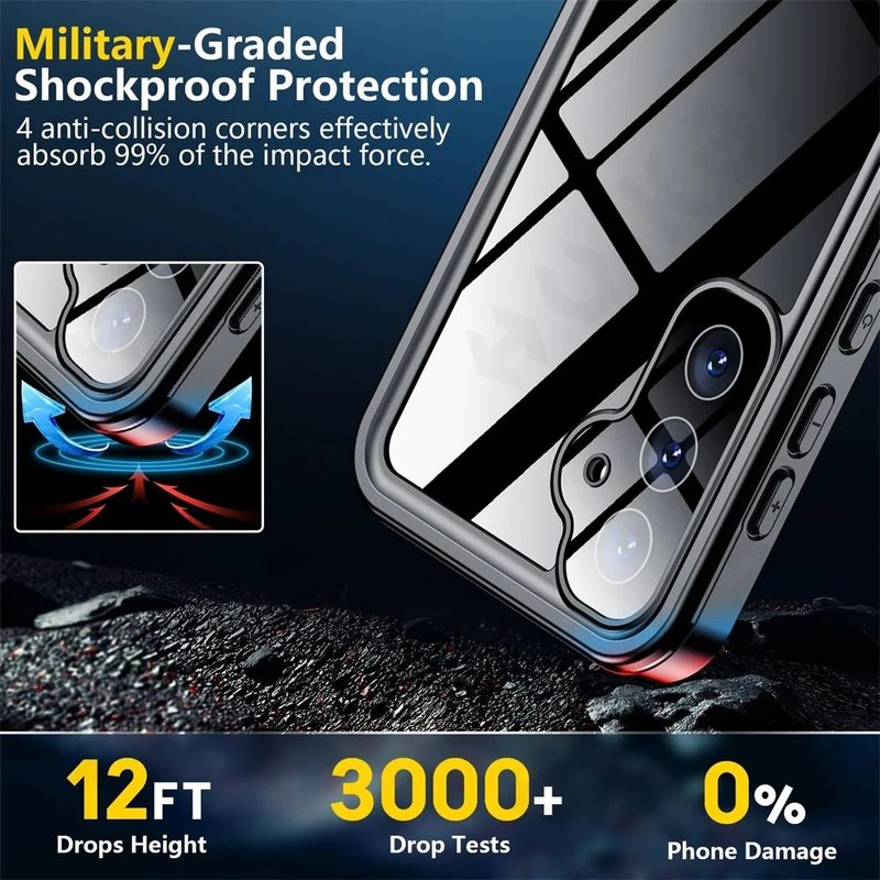 Laptop, Telefoane si Tablete - Telefoane mobile si accesorii - Accesorii Telefoane - Huse telefoane - Husa pentru Samsung Galaxy S25 - ShellBox Waterproof IP68 Case - Negru - Infinity.ro