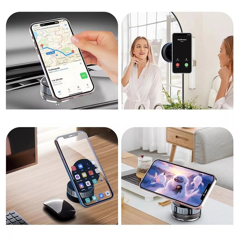 Laptop, Telefoane si Tablete - Telefoane mobile si accesorii - Accesorii Telefoane - Suport si docking telefoane - Suport Bord / Parbriz pentru Telefon, Magneti N52 cu Ventuza - Techsuit (HOLD253) - Negru - Infinity.ro