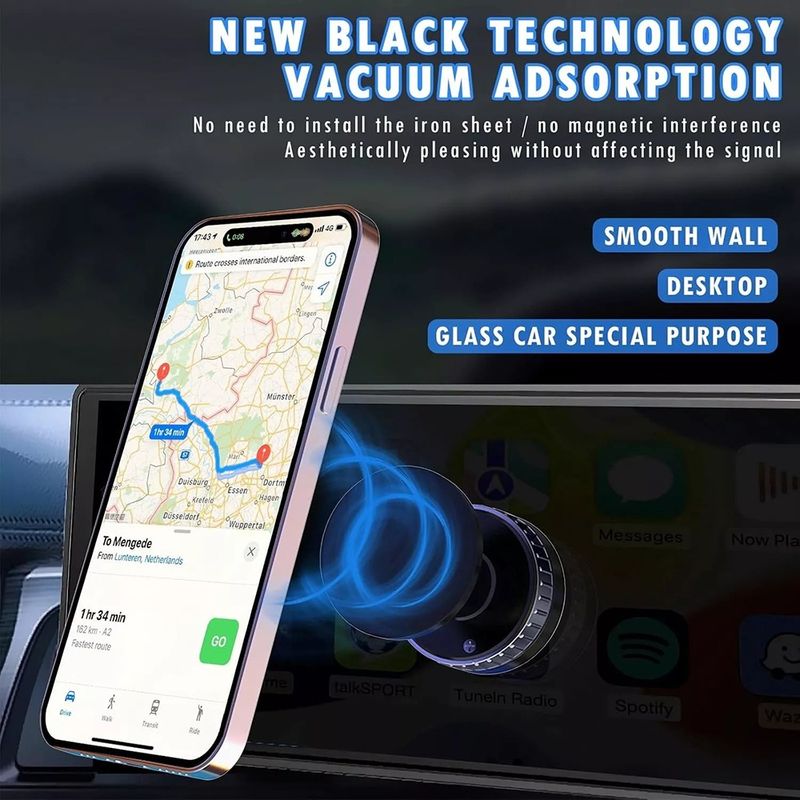 Laptop, Telefoane si Tablete - Telefoane mobile si accesorii - Accesorii Telefoane - Suport si docking telefoane - Suport Bord / Parbriz pentru Telefon, Magneti N52 cu Ventuza - Techsuit (HOLD253) - Negru - Infinity.ro