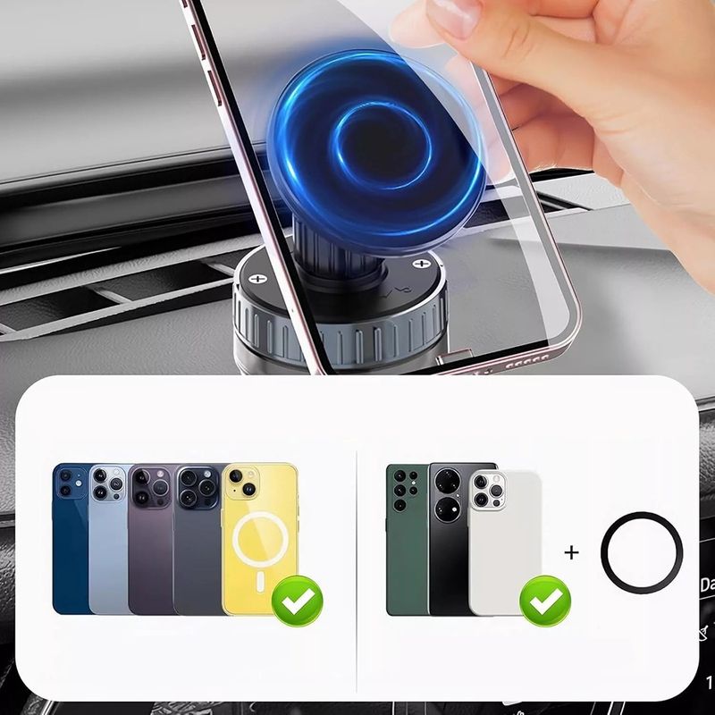 Laptop, Telefoane si Tablete - Telefoane mobile si accesorii - Accesorii Telefoane - Suport si docking telefoane - Suport Bord / Parbriz pentru Telefon, Magneti N52 cu Ventuza - Techsuit (HOLD253) - Negru - Infinity.ro