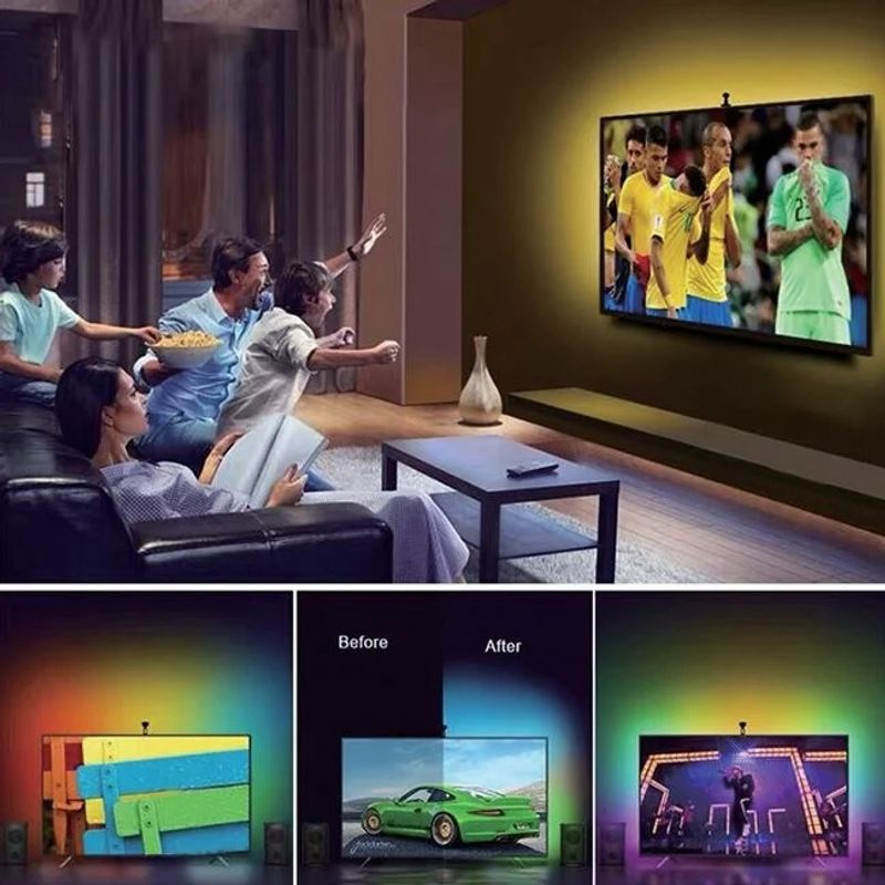 Casa si Gradina - Corpuri si surse de iluminat - Benzi LED - Lampa bara led, cu USB si control, 5V, 4 buc, multicolor - Infinity.ro
