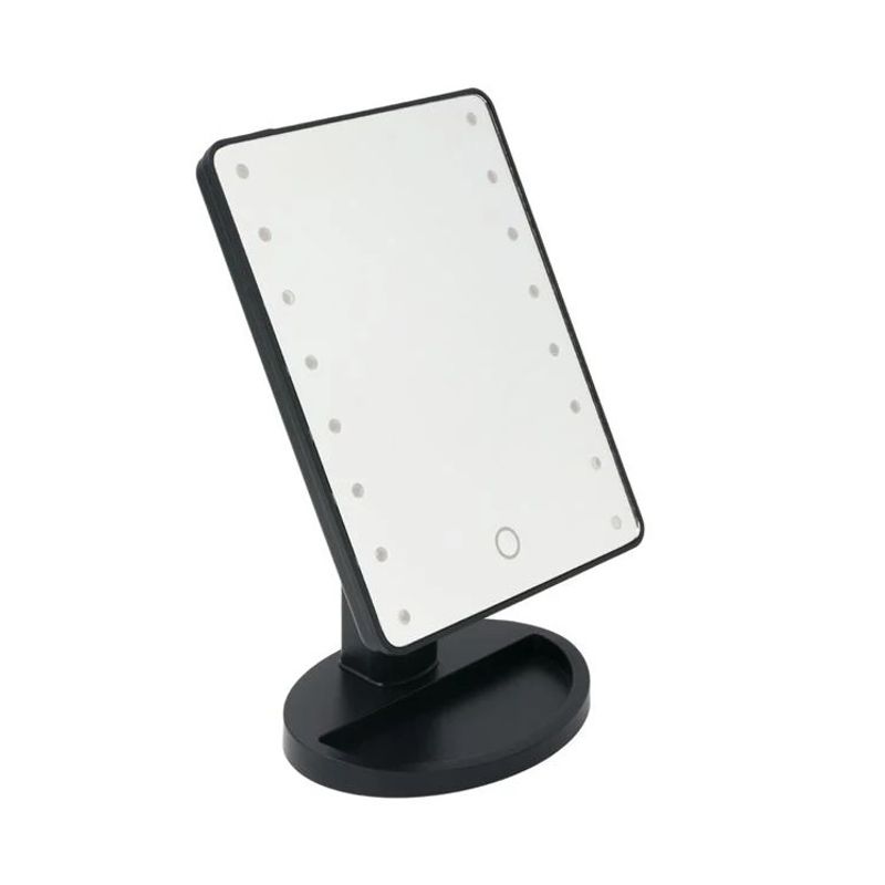 Casa si Gradina - Decoratiuni - Oglinzi - Oglinda Machiaj cu16 Becuri LED, plastic, 17x27cm, negru - Infinity.ro