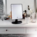 Casa si Gradina - Decoratiuni - Oglinzi - Oglinda Machiaj cu16 Becuri LED, plastic, 17x27cm, negru - Infinity.ro