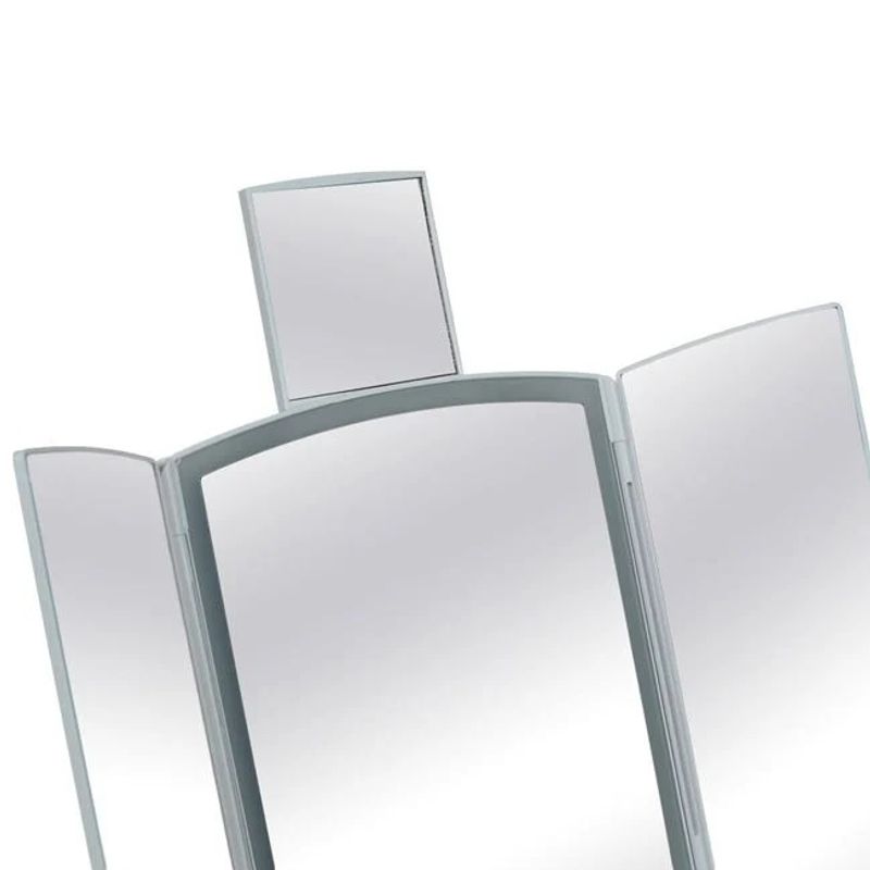 Casa si Gradina - Decoratiuni - Oglinzi - Oglinda Tripla Pliabila pentru Machiaj, 72 de Becuri LED, USB, 20x22x26cm, alb - Infinity.ro