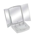 Casa si Gradina - Decoratiuni - Oglinzi - Oglinda Tripla Pliabila pentru Machiaj, 72 de Becuri LED, USB, 20x22x26cm, alb - Infinity.ro