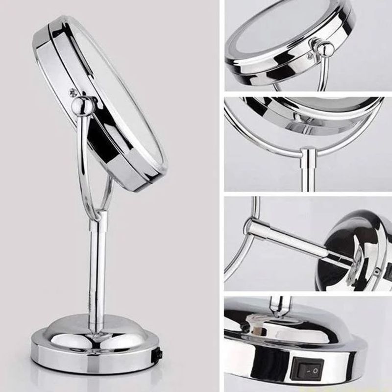 Casa si Gradina - Decoratiuni - Oglinzi - Oglinda Dubla cu Marire,10 becuri LED, USB, rotire 360, 4.5 W, gri - Infinity.ro