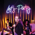 Casa si Gradina - Decoratiuni - Decoratiuni perete - Lampa led neon, model let's party, din plastic, dimensiuni 40x17.5cm, multicolor - Infinity.ro