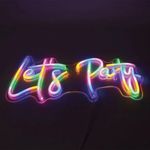 Casa si Gradina - Decoratiuni - Decoratiuni perete - Lampa led neon, model let's party, din plastic, dimensiuni 40x17.5cm, multicolor - Infinity.ro