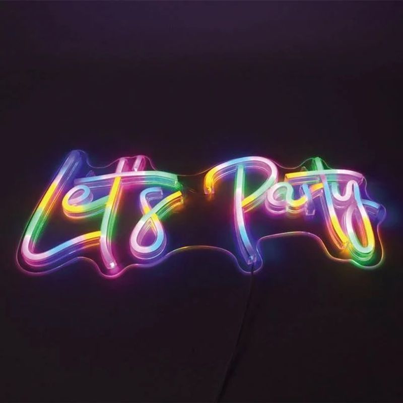 Casa si Gradina - Decoratiuni - Decoratiuni perete - Lampa led neon, model let's party, din plastic, dimensiuni 40x17.5cm, multicolor - Infinity.ro