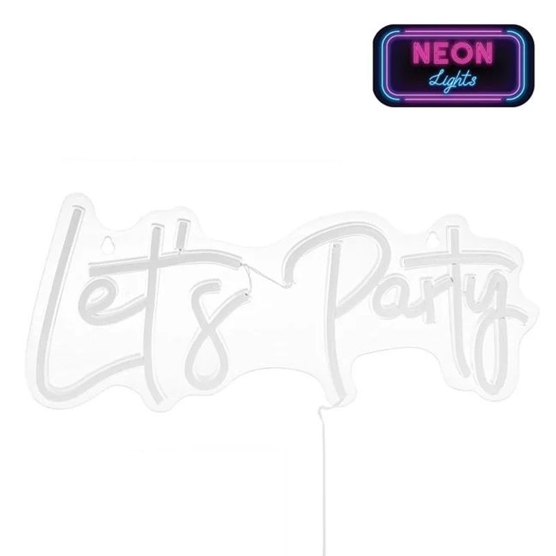 Casa si Gradina - Decoratiuni - Decoratiuni perete - Lampa led neon, model let's party, din plastic, dimensiuni 40x17.5cm, multicolor - Infinity.ro
