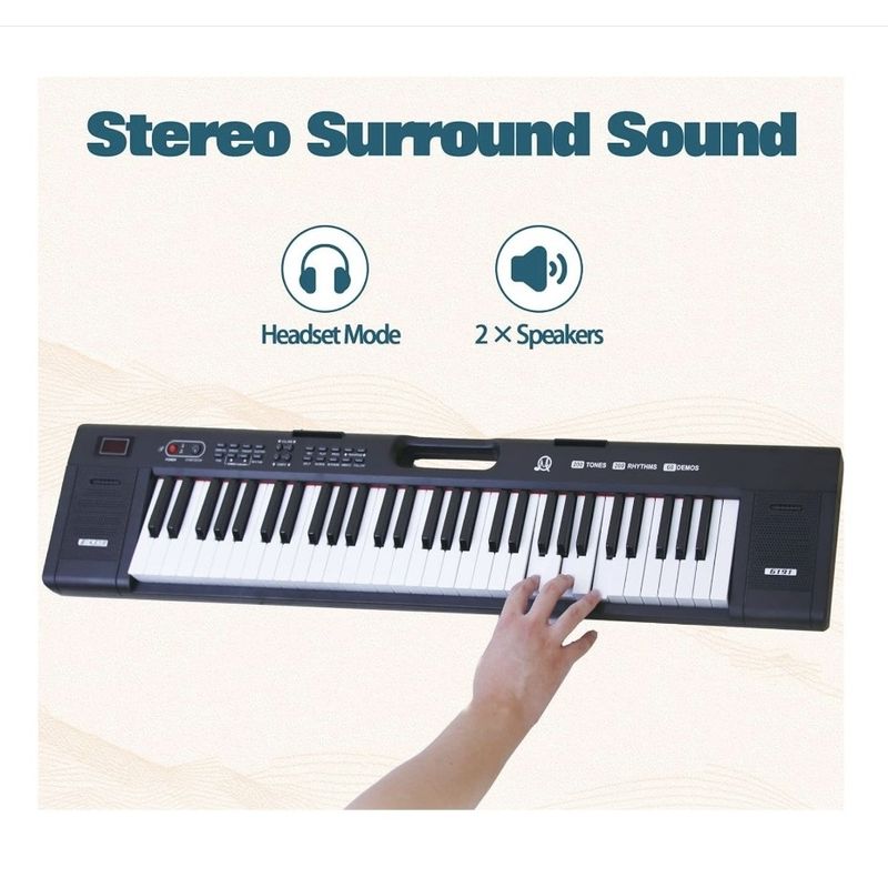 TV, Audio-Video si Foto - Instrumente muzicale - Instrumente de percutie - Orga electronica cu 61 clape, 200 tonuri si 200 ritmuri, pentru copii si adulti, cu incarcator si maner, negru - Infinity.ro