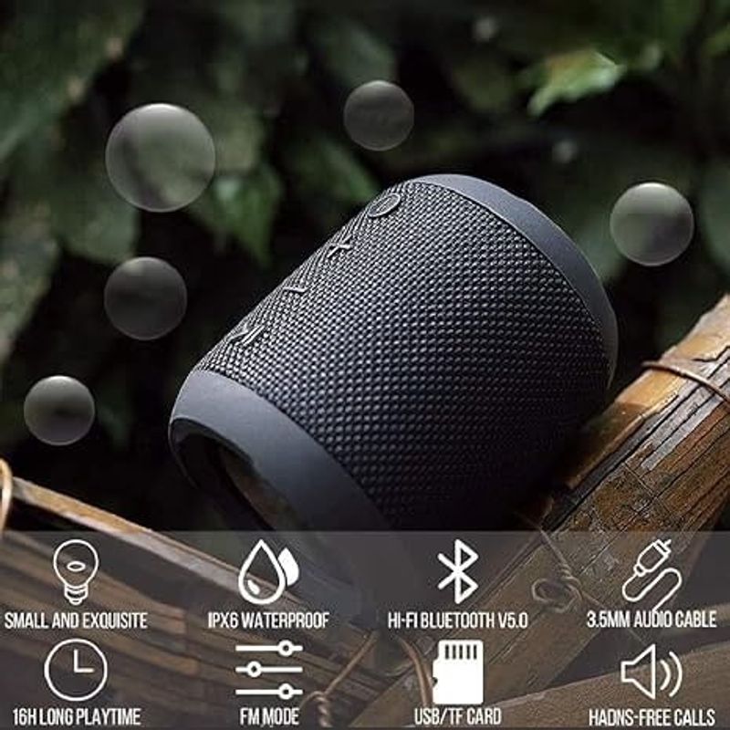 TV, Audio-Video si Foto - Portabile audio - Boxe portabile - Boxa portabila 360°, Bluetooth, Wireless Radio FM, Slot card MicroSD, IPX6, Acumulator 1200mAh, Negru - Infinity.ro