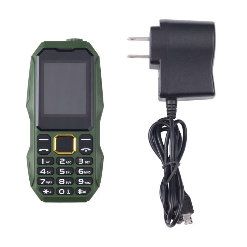 Laptop, Telefoane si Tablete - Telefoane mobile si accesorii - Telefoane Mobile - Telefon Militar cu ecran de 1.8", Dual Sim cu Carcasa Antisoc, Acumulator 5800mah, Lanterna, Radio, Slot Sim, Verde - Infinity.ro