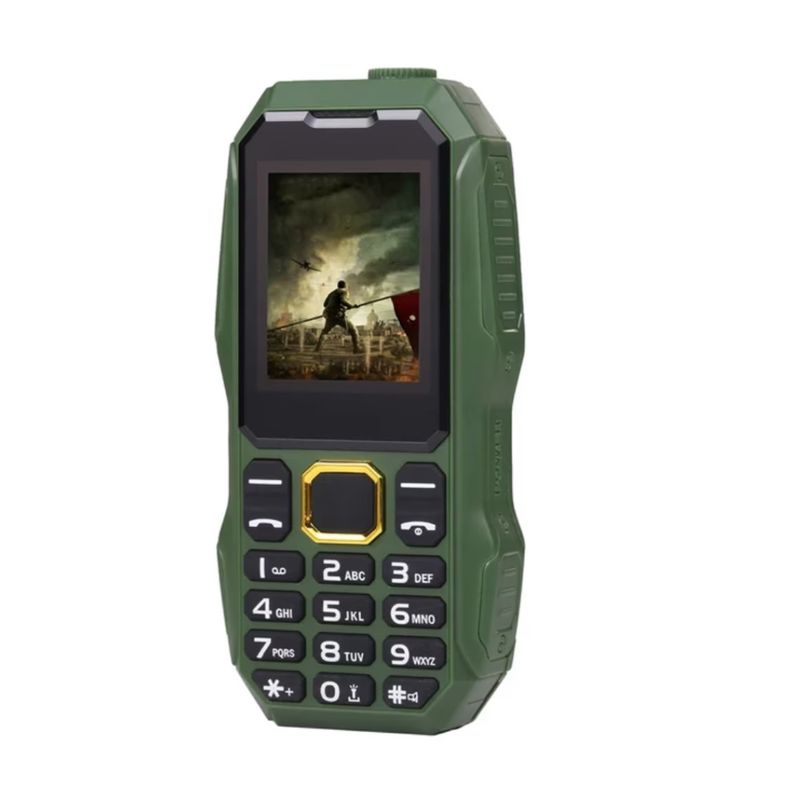 Laptop, Telefoane si Tablete - Telefoane mobile si accesorii - Telefoane Mobile - Telefon Militar cu ecran de 1.8", Dual Sim cu Carcasa Antisoc, Acumulator 5800mah, Lanterna, Radio, Slot Sim, Verde - Infinity.ro