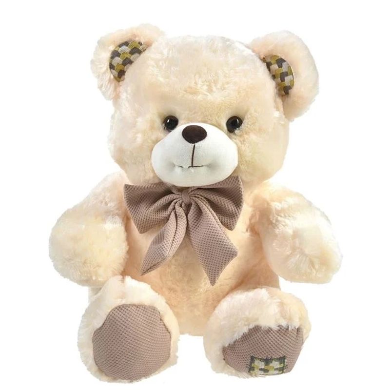 Jucarii, Copii si Bebe - Jucarii si jocuri - Jucarii de plus - Ursulet de plus, cu fundita maro, dimensiune 40cm, bej - Infinity.ro