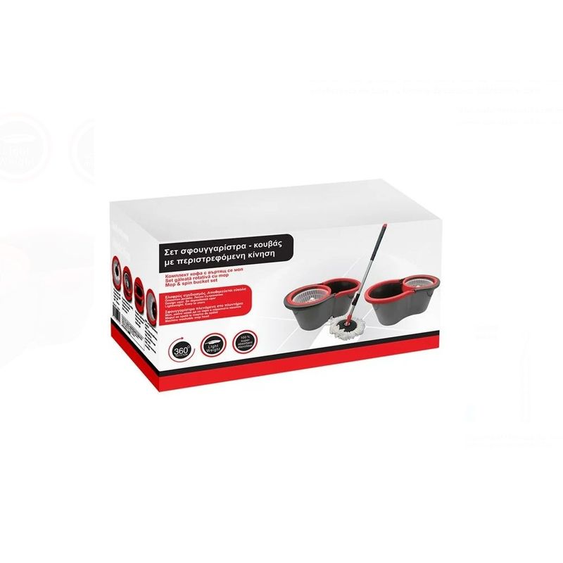 Market - Curatenie si intretinere casa - Produse menaj - Mopuri - Set complet mop rotativ 360° cu galeata si storcator – microfibra super-absorbanta, depozitare usoara - Infinity.ro