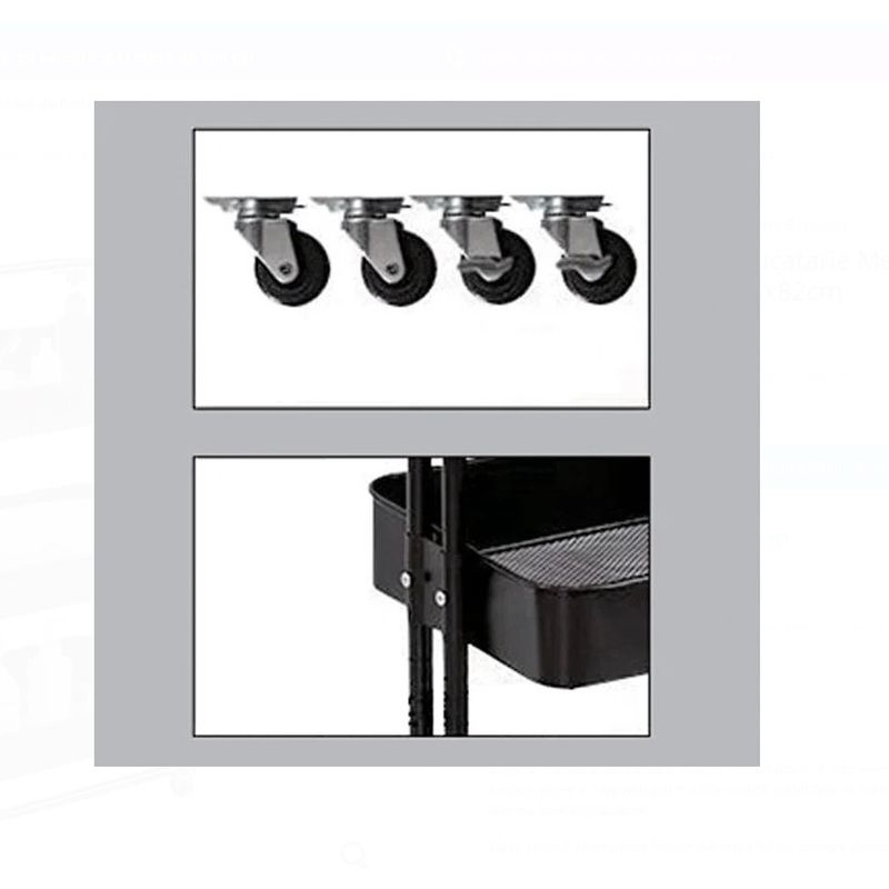 Casa si Gradina - Mobilier - Biblioteci si rafturi - Etajere - Etajera de bucatarie metalica neagra, 3 nivele, 44x36x82 cm - Infinity.ro