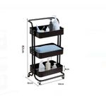 Casa si Gradina - Mobilier - Biblioteci si rafturi - Etajere - Etajera de bucatarie metalica neagra, 3 nivele, 44x36x82 cm - Infinity.ro