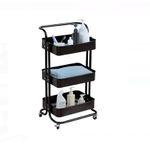 Casa si Gradina - Mobilier - Biblioteci si rafturi - Etajere - Etajera de bucatarie metalica neagra, 3 nivele, 44x36x82 cm - Infinity.ro