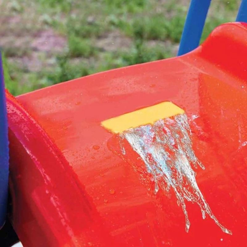 Jucarii, Copii si Bebe - Jucarii si jocuri - Jucarii de exterior - Tobogane copii - Tobogan din plastic pliabil pentru copii, cu trepte stabile si conectare la apa, rosu cu albastru, 126x59x71 cm - Infinity.ro