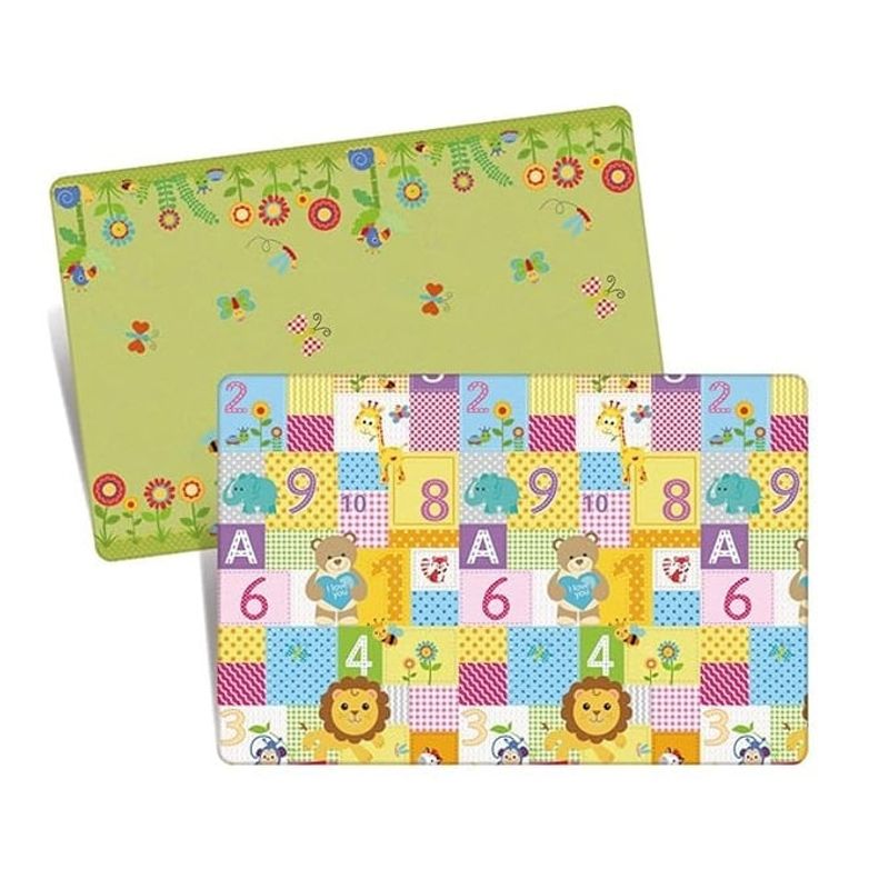 Jucarii, Copii si Bebe - Jucarii si jocuri - Jucarii & jocuri educative - Jocuri si jucarii educative - Covor educativ reversibil si pliabil pentru copii 3 luni+, cu litere, cifre si animale, din spuma, 200x180x1 cm - Infinity.ro